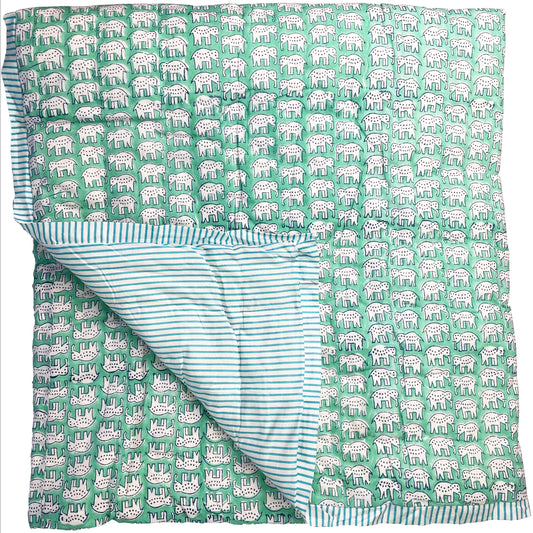 Single Quilt - Turquoise Nelly Stripe