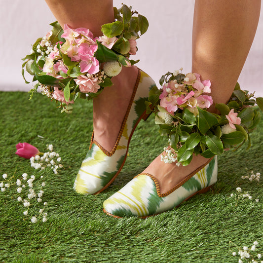 Green Tulips- Ikat Shoe