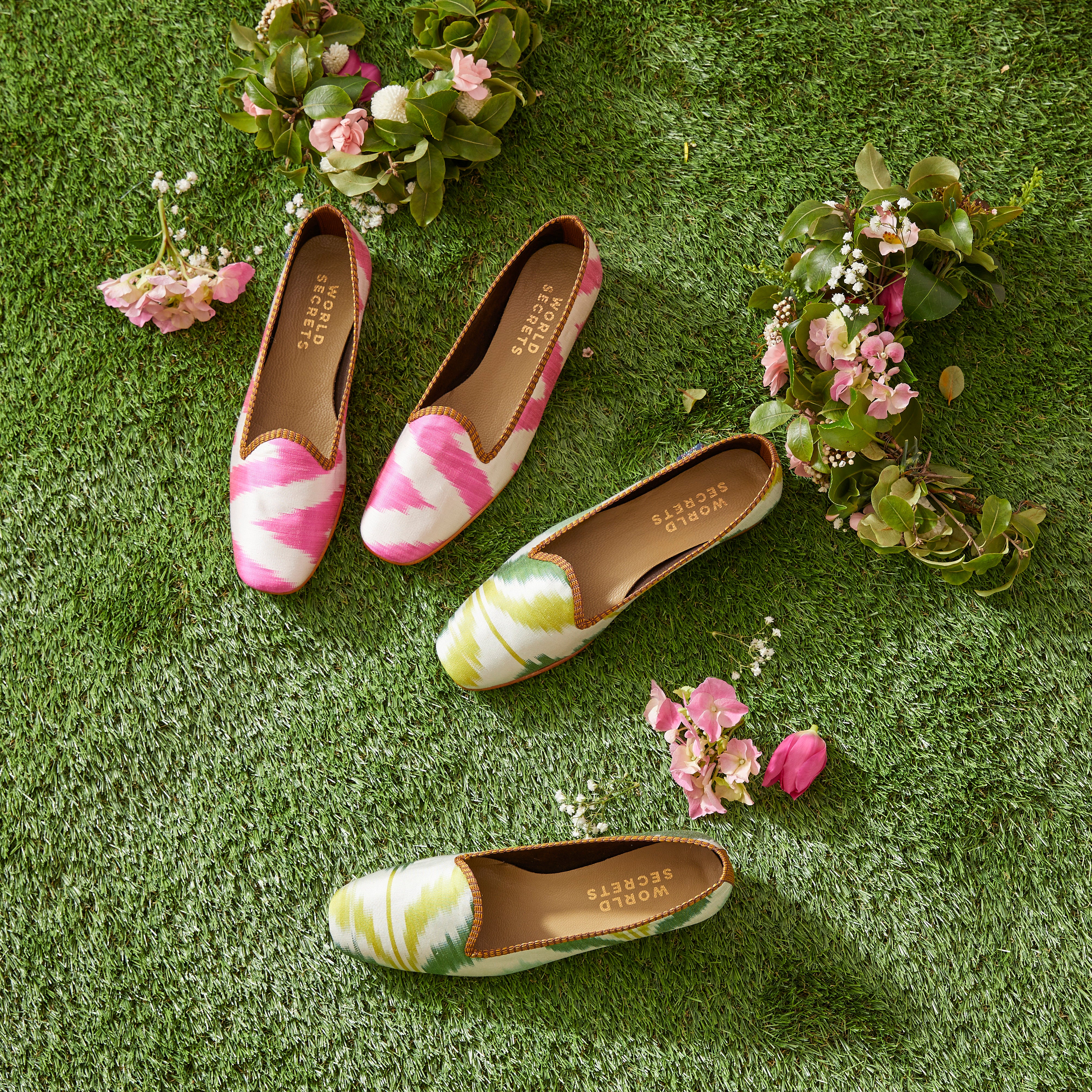 Green Tulips- Ikat Shoe