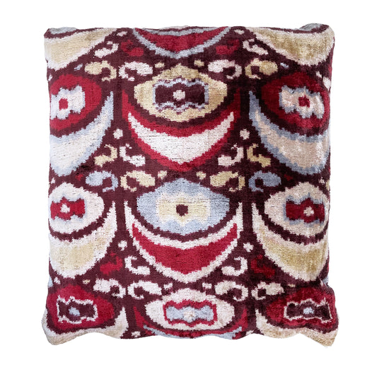Wine - Ikat Velvet Cushion